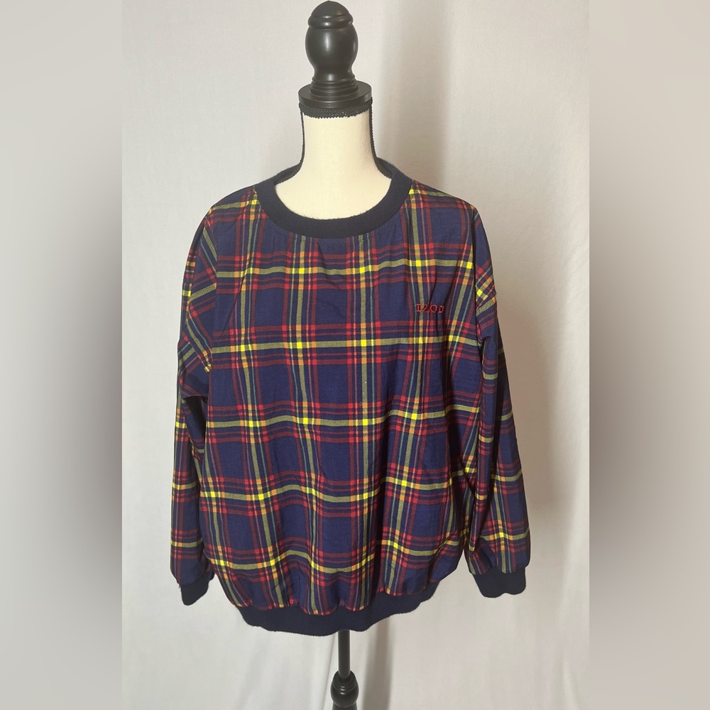Vintage Izod Plaid Windbreaker Lightweight Jacket. Men’s Large.
